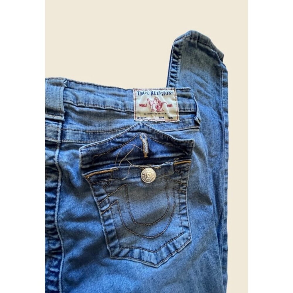 TRUE RELIGION Halle Mid Rise Super Skinny Distressed Jeans Size 32” - Picture 4 of 5